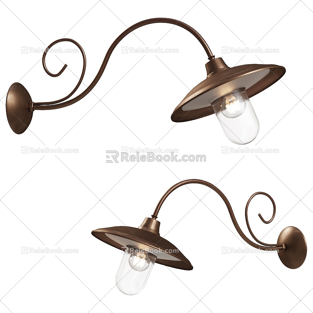 Barchessa modern wrought iron wall lamp 3d model