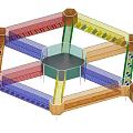 Colorful Playground Equipment With Climbing Nets Central Trampoline And Interactive Activity Zones