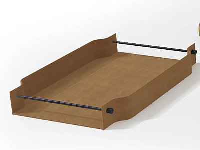 Brown Rectangular Tray With Black Handles For Home Storage And Organization 3d model