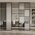Modern Geometric Room Divider With Metal Frame In Open Interior Space 3d model