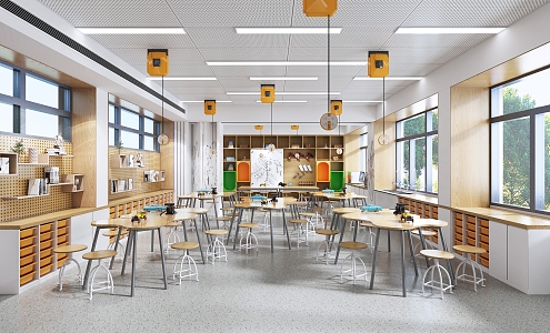 Modern manual classroom 3d model