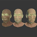 Three Bald Human Head 3D Models Showing Detailed Facial Organs And Features