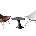 Modern Table and Chair Set Featuring Brown White Seats Black Round Top Metal Legs