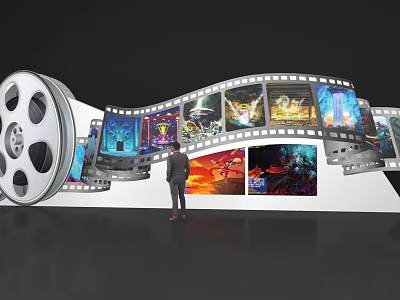 Giant Movie Film Reel Featuring Scenes As Popular Photo Check In Spot 3d model
