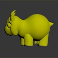 3D Cartoon Cow Figurine With Brown And White Fur And Light Horns