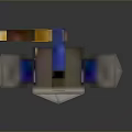 Man In Minecraft Style Knight Armor With Pixelated Design And Weapon