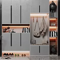 Modern Shoe Cabinet Storage Design With Multiple Compartments And Decorative Lighting 3d model