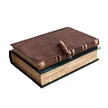 Classic Vintage Leather Bound Books Stacked With Cigar On Brown Cover