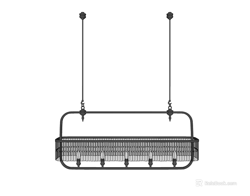 Modern Linear Crystal Chandelier With Hanging Metal Frame And Multiple Lights 3d model