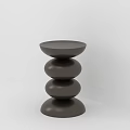 Black Modern Minimalist Side Table With Circular Top And Stacked Round Bases 3d model