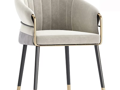 Elegant Modern Accent Chair With Velvet Upholstery Brass Armrests And Black Legs Design 3d model