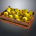 Fresh Green Cucumbers Filled In A Rustic Wooden Crate For Vegetable