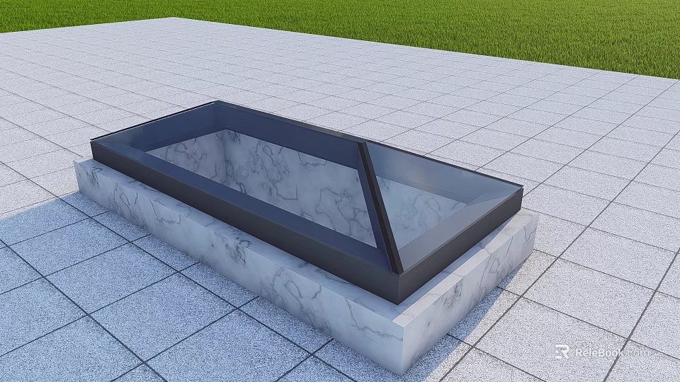 Single Family Villa Exterior Featuring Marble Skylight And Glass Roof Design 3d model 