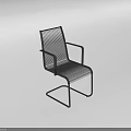 Black Mesh Armchair With Modern Metal Frame And Comfortable Design