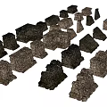 Various Irregular Stone Piles Stacked With Textured Stones On Gray Background