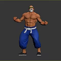 Muscular Bald Game Character With Green Sunglasses White Beard White Belt And Blue Pants