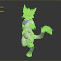 Game Movie Character Anthropomorphic White Cat Standing Pointing Gesture Blue Ears Tail Scarf