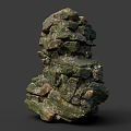 Organic Green Wooden Stone Stack Boasting Natural Textures And Layered Structure 3d model