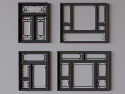 New Chinese-style casement window New Chinese-style glass sliding window 3d model