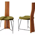 Various Modern Dining Chairs With Wooden Backrest Green Seat And Metal Legs Design