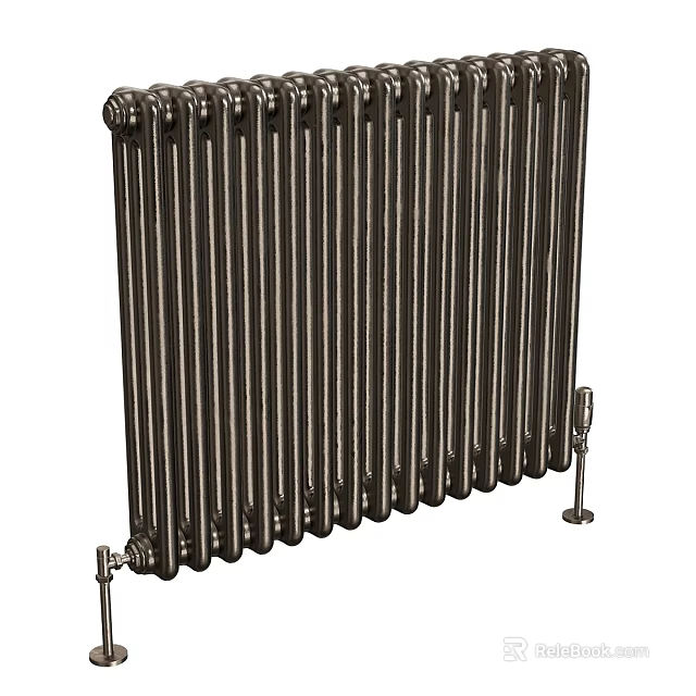 Black Traditional Vertical Column Radiator With Steel Construction For Home Heating Systems 3d model 