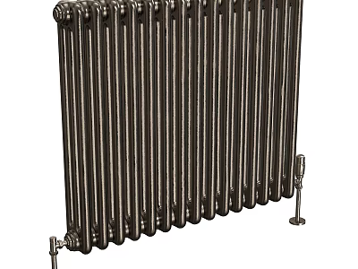 Black Traditional Vertical Column Radiator With Steel Construction For Home Heating Systems 3d model