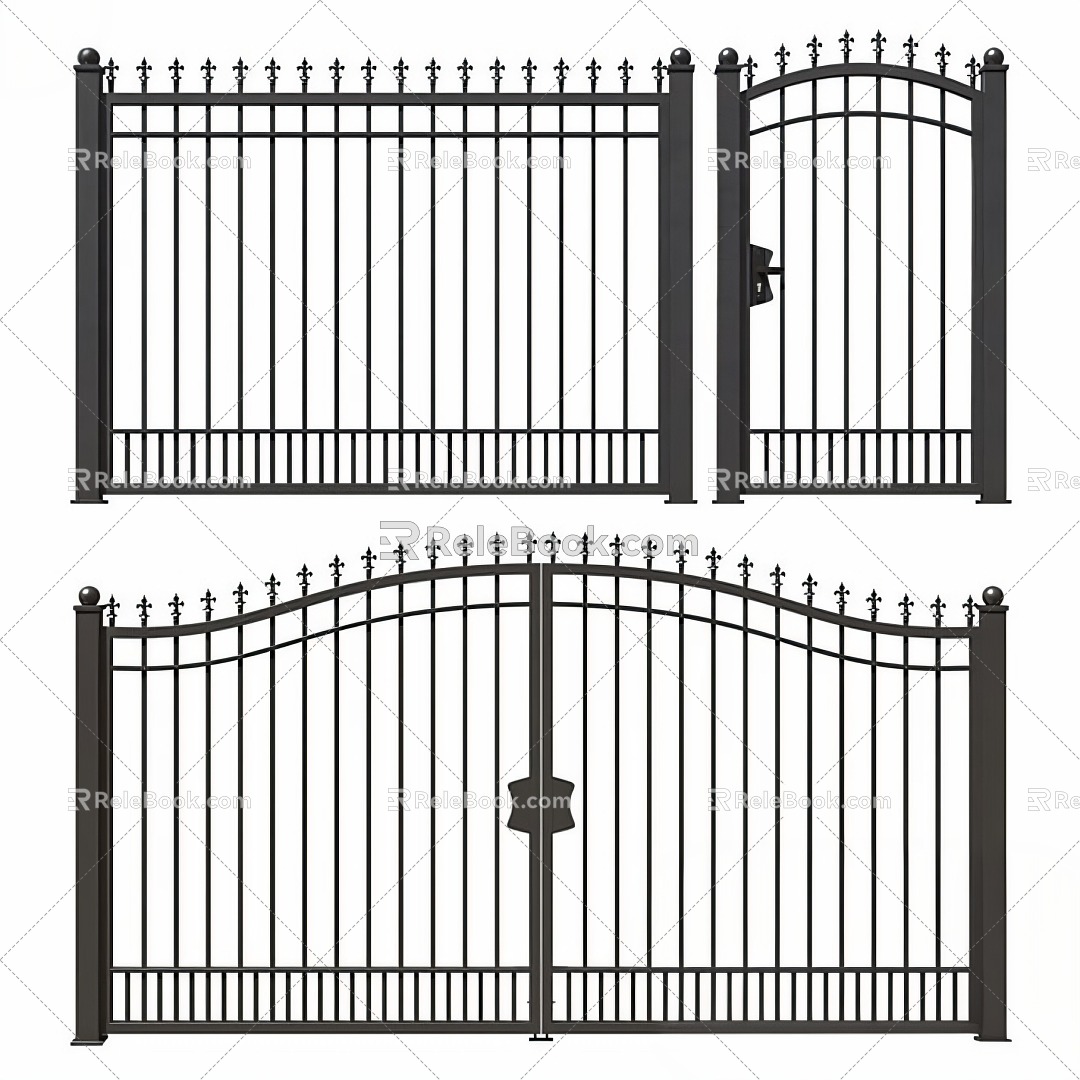 Modern gate wrought iron gate 3d model