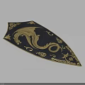 Knight Wielding Deep Blue Shield Adorned With Golden Dragon And Intricate Ornaments