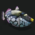 Vibrant Tropical Marine Fish With Colorful Patterns White Spots Purple Fins And Yellow Mouth
