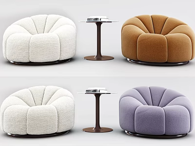Stylish Round Design Casual Sofa Set With Multicolor Options And Side Table 3d model