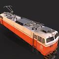 Orange and White Electric Train with Pantograph Front Logo and Number 611