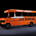 Orange School Bus Modern Exterior Design With Black Windows And BAS SEKOLAH Lettering