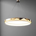 Elegant Modern Round Chandelier With Gold Wavy Frame And Soft Lighting For Interior