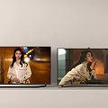 Two TVs with Screens Showing Women in Night Scenes