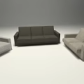 Modern Fabric Sofa Set With Three Seater And Two Light Dark Gray Armchairs 3d model