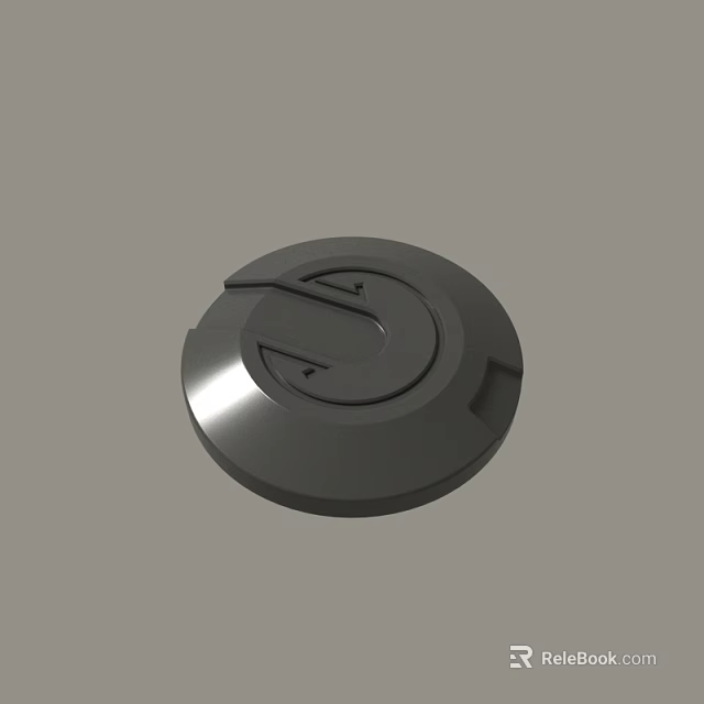 Round Black Plastic Cover With Central Groove And Smooth Surface Design 3d model 