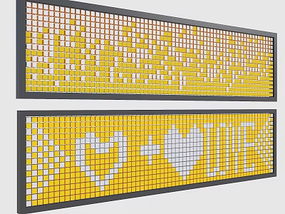 Vibrant Feature Wall With Yellow Background White Heart Patterns And Love Lettering 3d model
