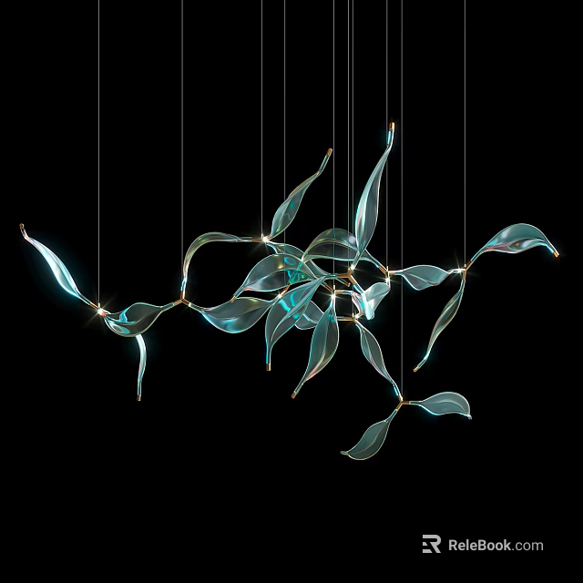 Artistic Leaf Shaped Pendant Light With Transparent Glass And Modern Design Elements 3d model