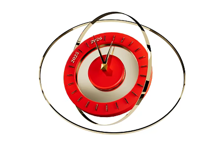Red Circular Decorative Ornament Set With Metal Rings And Artistic Design 3d model