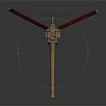 Vintage Gatling Gun With Brass Barrels Wooden Tripod And Metal Components