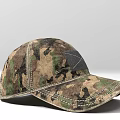 Camouflage Military Style Baseball Cap With Black Patch Stitching And Brim