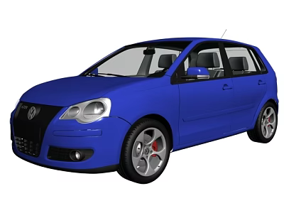Blue Volkswagen Hatchback With Sporty Design Alloy Wheels And Front Headlights 3d model