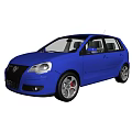 Blue Volkswagen Hatchback With Sporty Design Alloy Wheels And Front Headlights