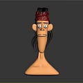 Cartoon Style Man With Red Bandana White Polka Dots Long Hair Surprised Expression