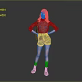 Blonde Woman In Gray Turtleneck Black Shorts Red Socks Brown Boots With Hands On Hips