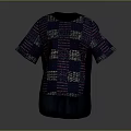 Colorful Plaid Short Sleeve Top With Blue Base And Intricate Patterns
