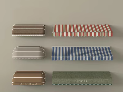 Various Colored Awnings With Striped And Solid Patterns For Exterior Use 3d model