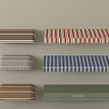 Various Colored Awnings With Striped And Solid Patterns For Exterior Use