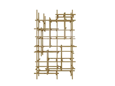 Wooden Room Divider With Grid Design For Home Interior Decoration 3d model