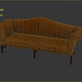Orange Leather Sofa With Rolled Arms And Wooden Legs Classic Design